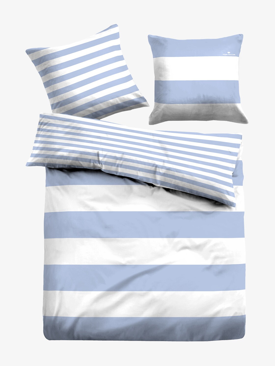 gestreifte Wende-Bettwäsche (blau) - von TOM TAILOR