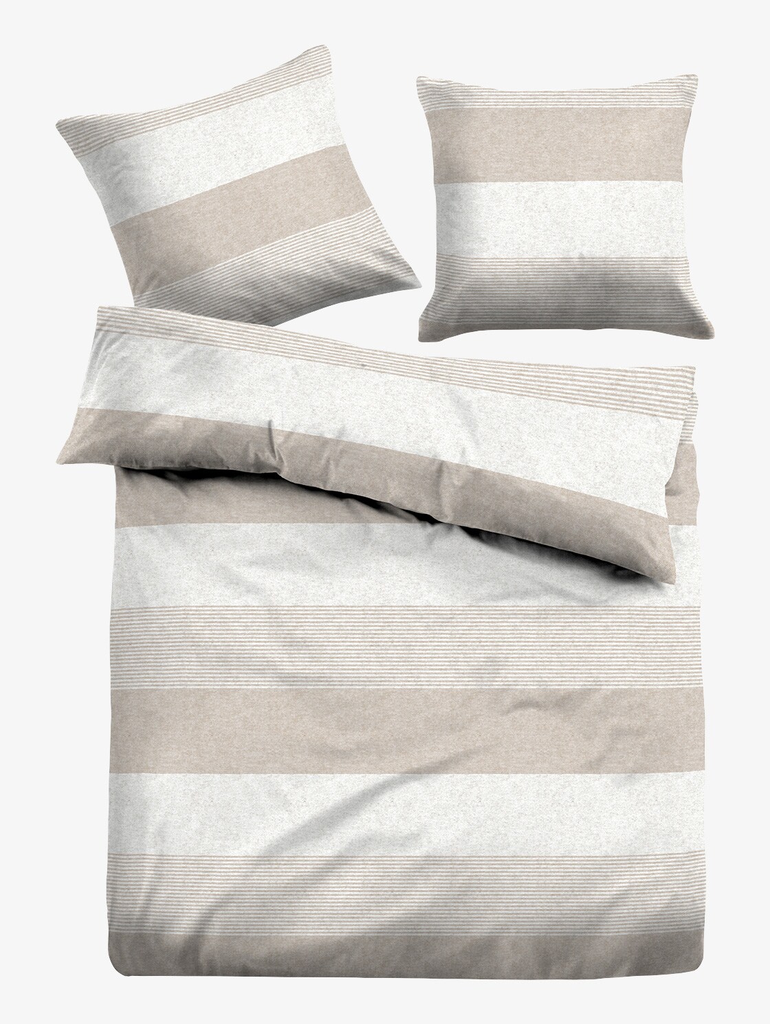 TOM TAILOR Unisex Gestreifte Bettwäsche, braun, Muster, Gr. 135/200,
