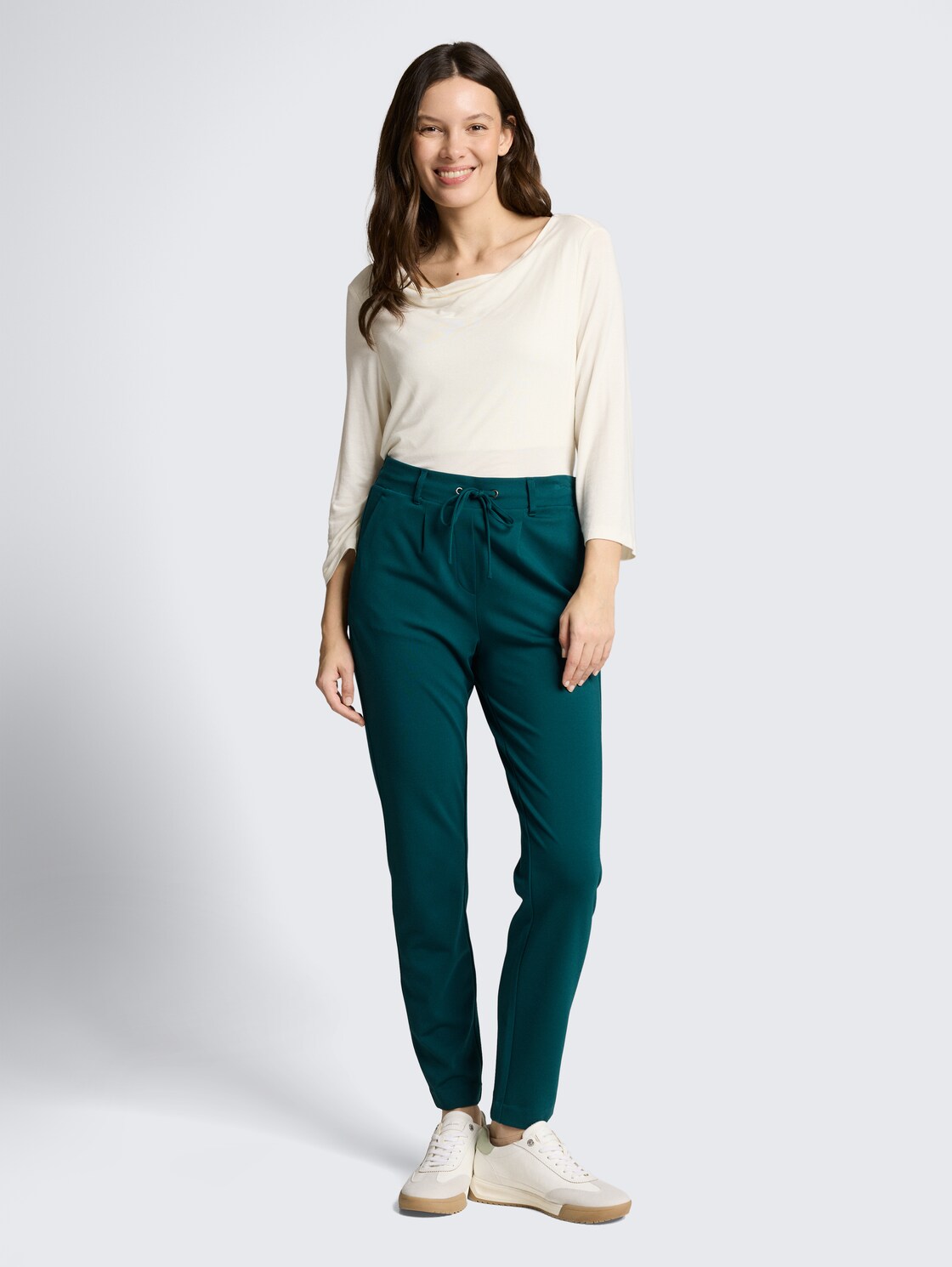 Thumbnail - TOM TAILOR Damen Loose Fit Stoffhose, grün, Uni, Gr. 38/32