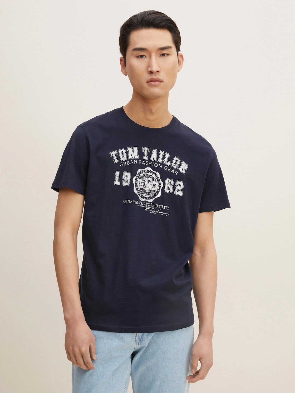 Tom Tailor T-Shirt Met Logo Print, Mannen, Blauw, Größe S