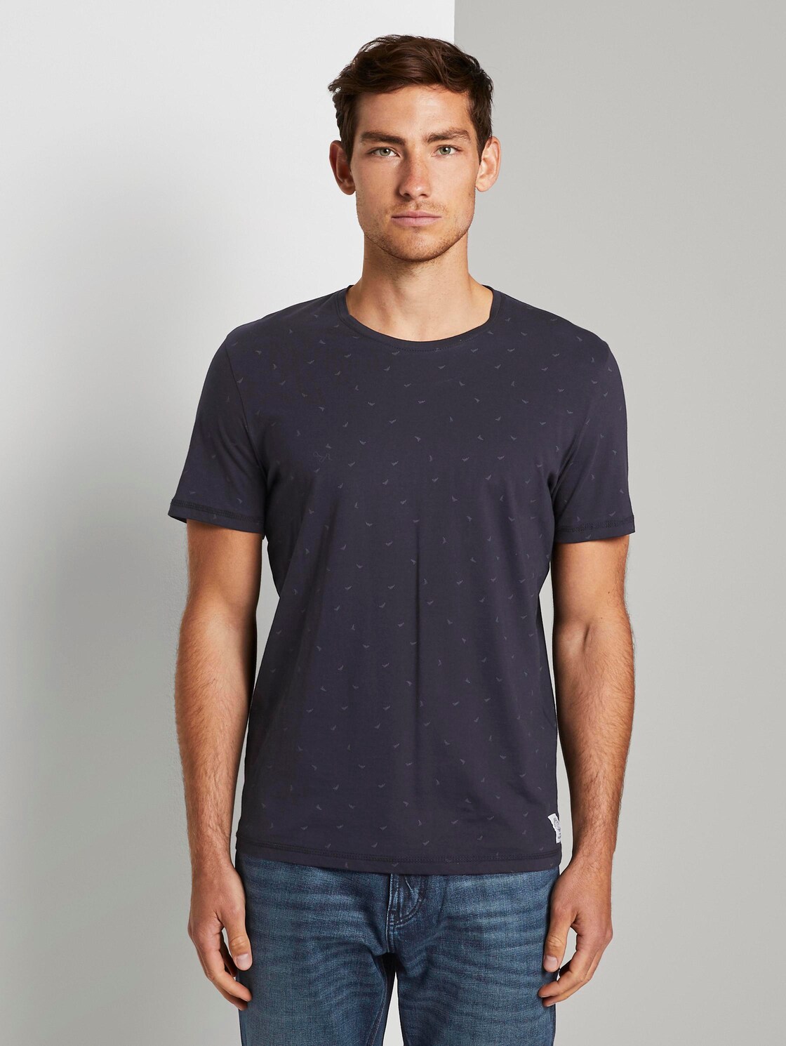 Tom Tailor T Shirt Met Motief Navy Grey Minimal Print Xxs tom tailor kopen in de aanbieding