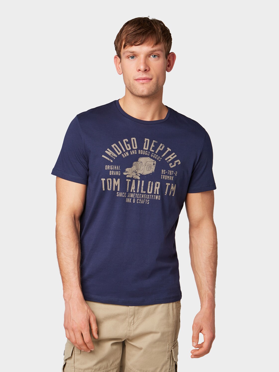 Tom Tailor T Shirt Met Print True Dark Blue Xxs tom tailor kopen in de aanbieding