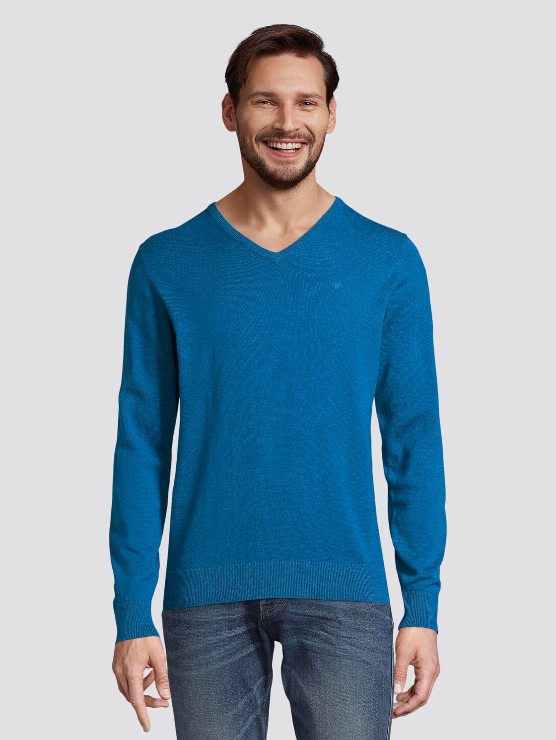 Tom Tailor Simpele Gebreide Trui Workwear Blue Melange Xl tom tailor kopen in de aanbieding