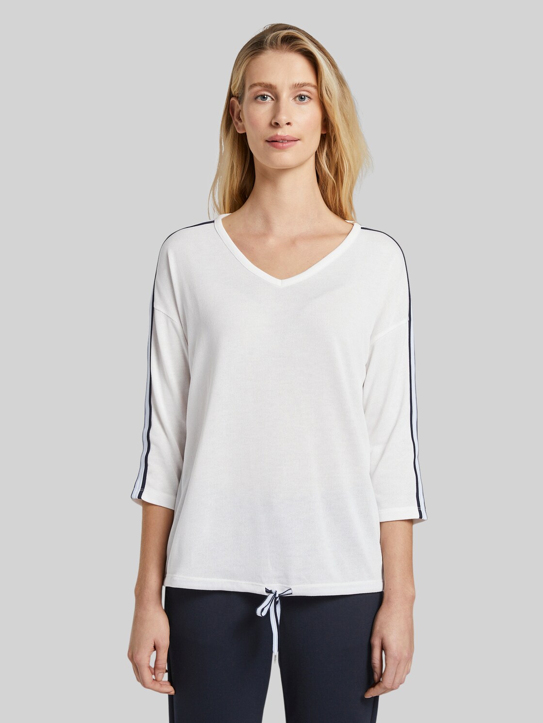 TOM TAILOR Shirt mit Tape-Detail, Damen, Whisper White, Größe: XL