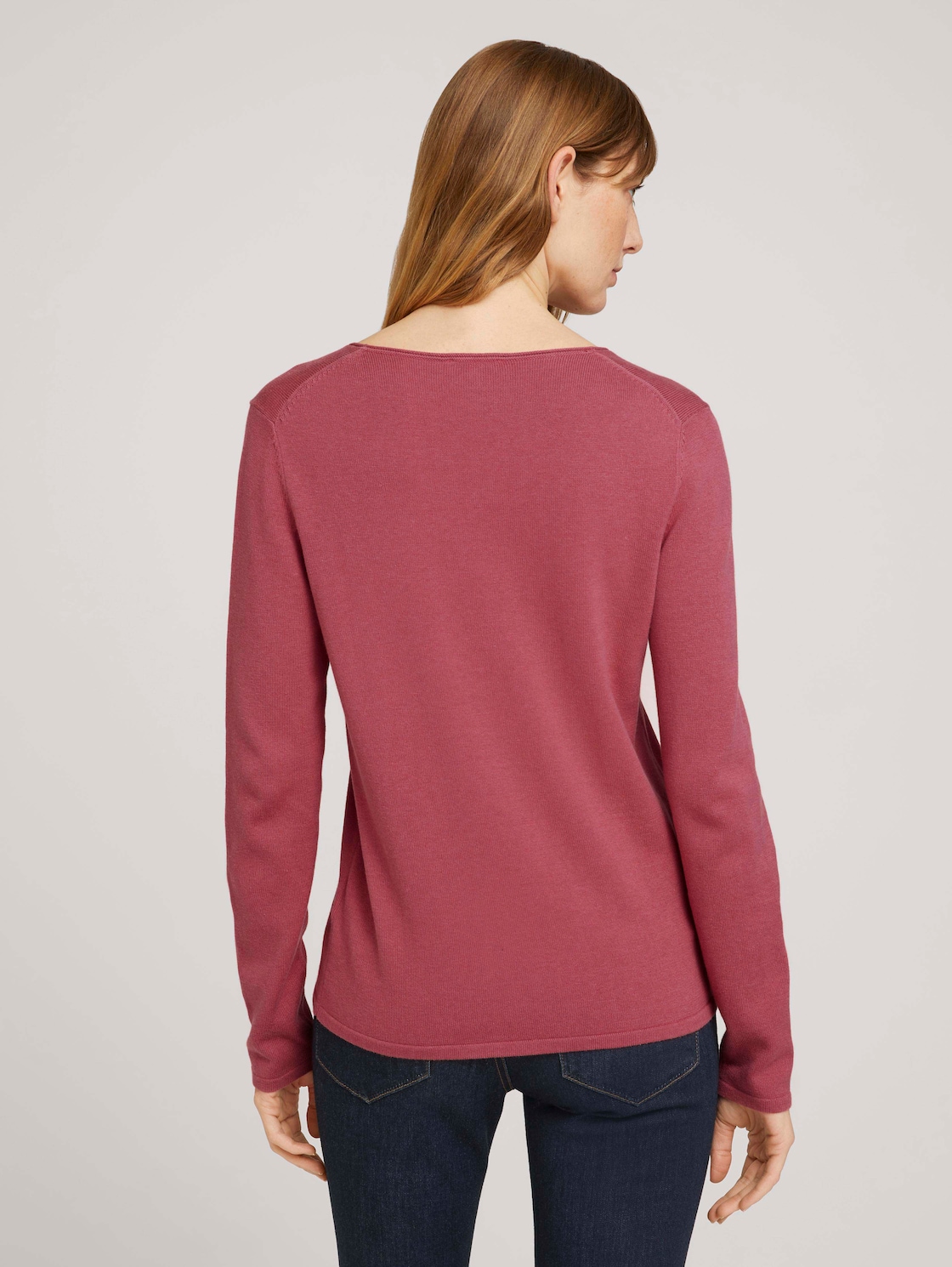 Thumbnail - TOM TAILOR Damen Pullover mit V-Ausschnitt, rot, Uni, Gr. M