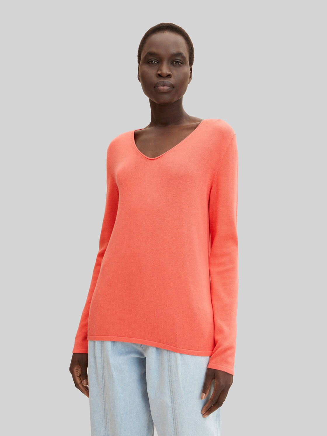 TOM TAILOR Damen Pullover mit V-Ausschnitt, rot, Gr. XL,