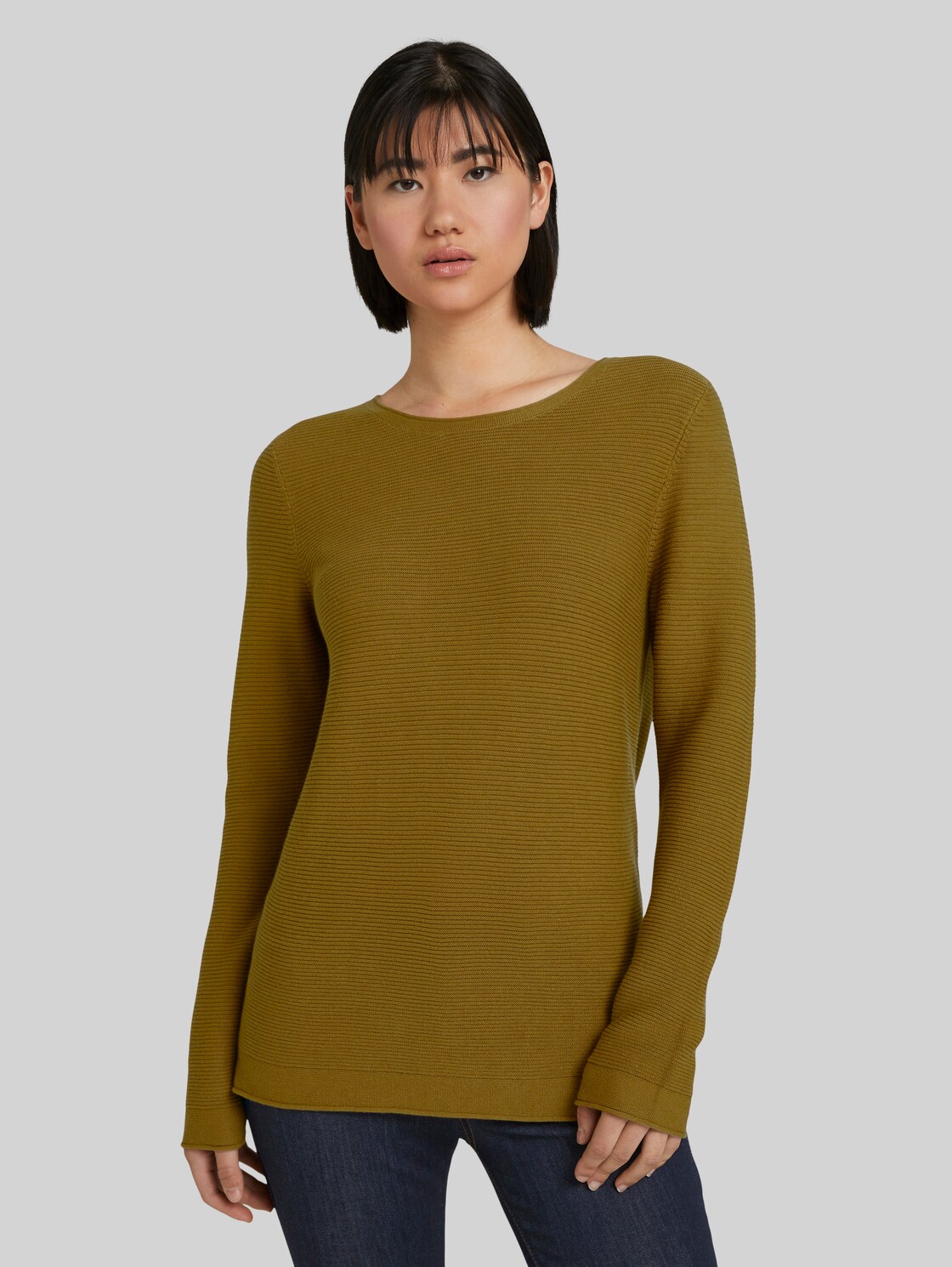 TOM TAILOR Strickpullover mit Bio-Baumwolle, Damen, khaki olive, Größe: XL