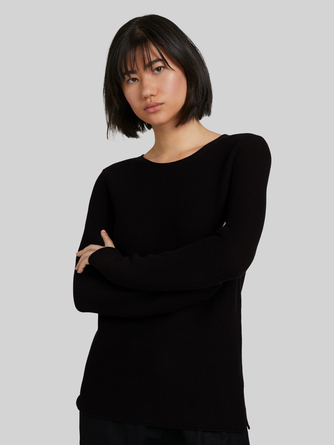 TOM TAILOR Strickpullover mit Bio-Baumwolle, Damen, deep black, Größe: M