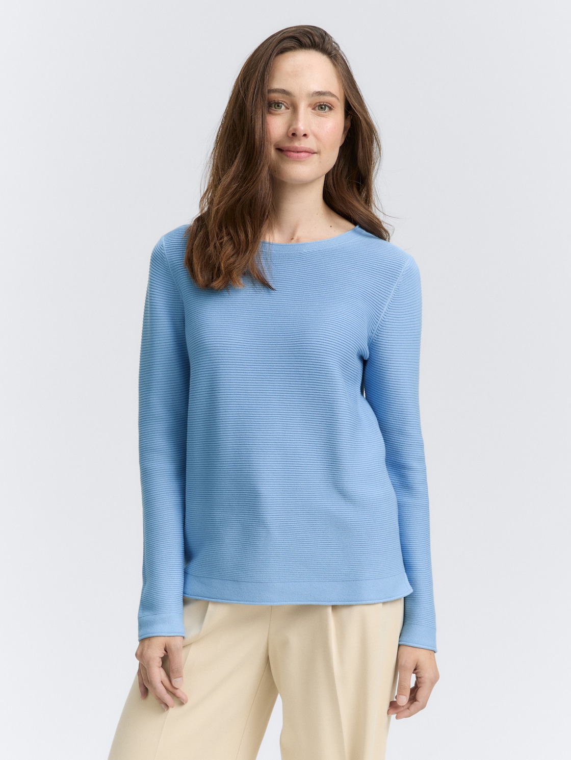 Thumbnail - TOM TAILOR Damen Strickpullover aus Bio-Baumwolle, blau, Uni, Gr. XXXL