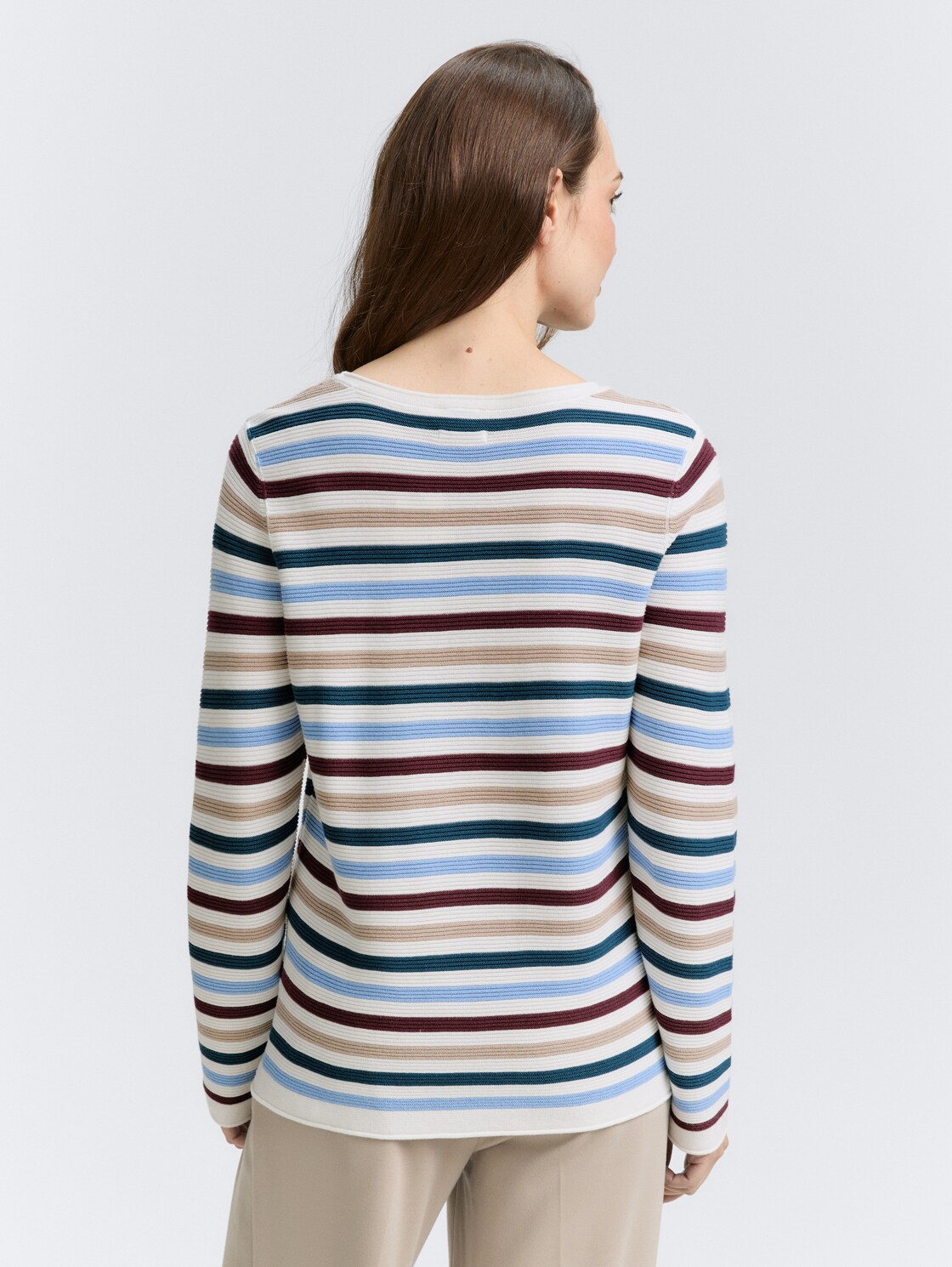 Thumbnail - TOM TAILOR Damen Strickpullover aus Bio-Baumwolle, blau, Gestreift, Gr. XS