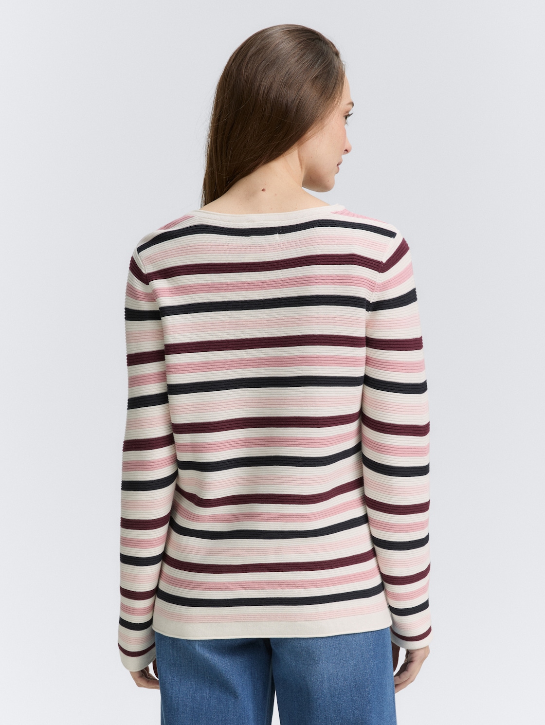 Thumbnail - TOM TAILOR Damen Strickpullover aus Bio-Baumwolle, rosa, Gestreift, Gr. S