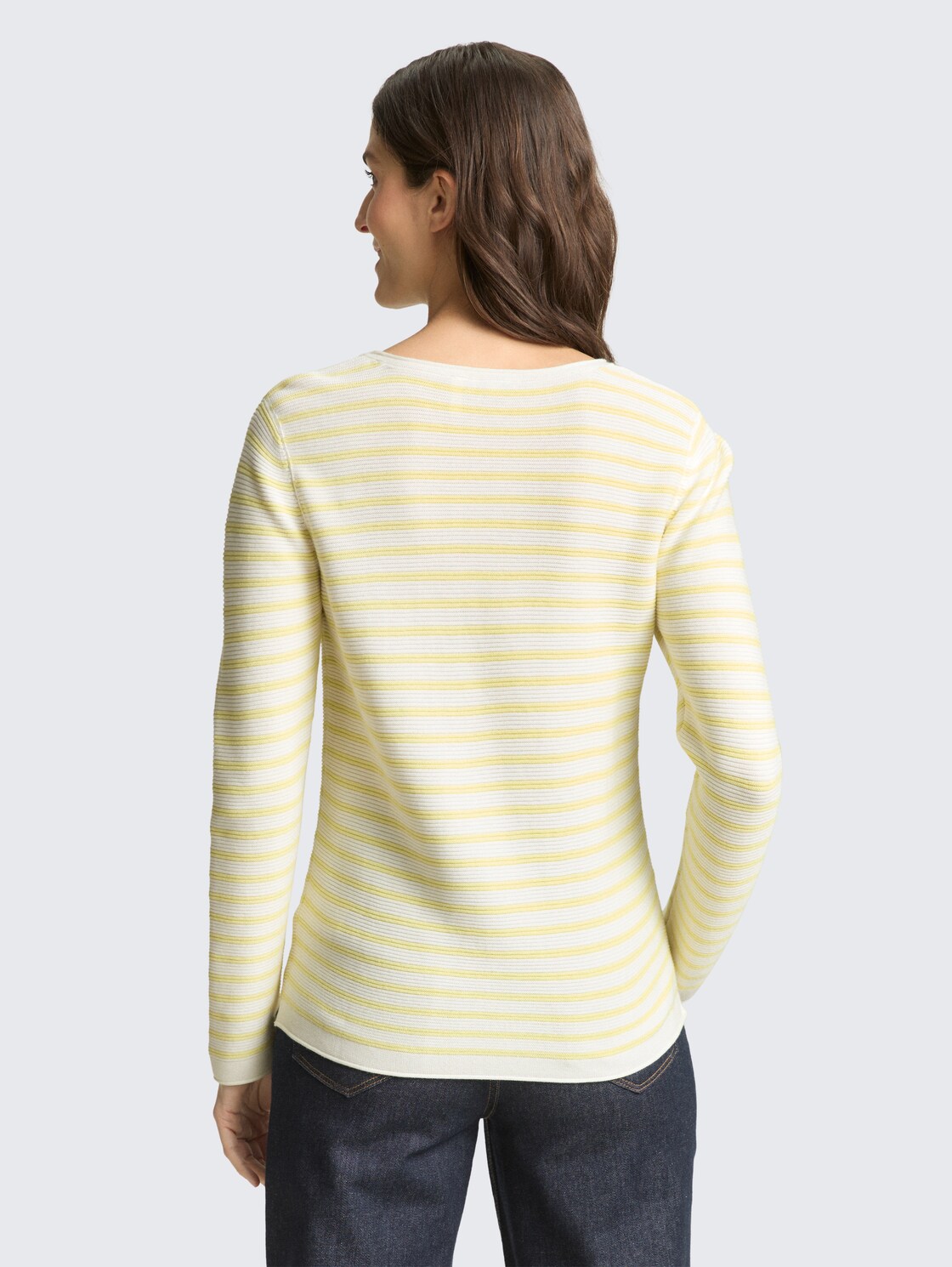 Thumbnail - TOM TAILOR Damen Strickpullover aus Baumwolle, gelb, Gestreift, Gr. XL