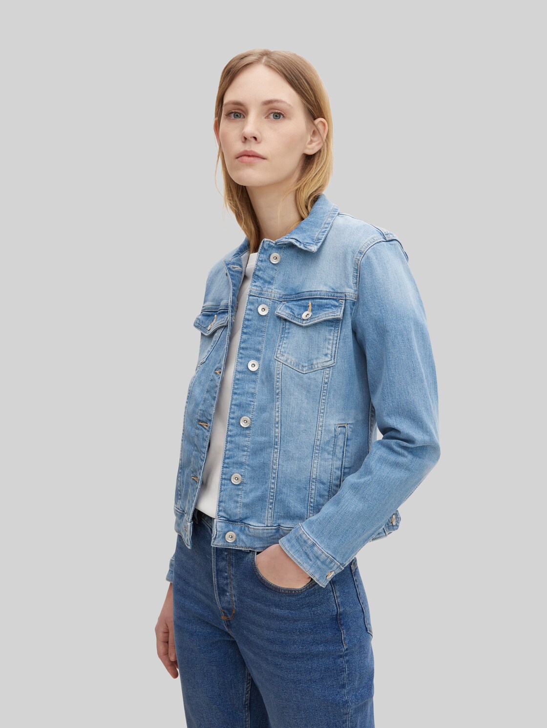 TOM TAILOR Damen Jeansjacke mit Bio-Baumwolle, blau, Gr. XXL, baumwolle