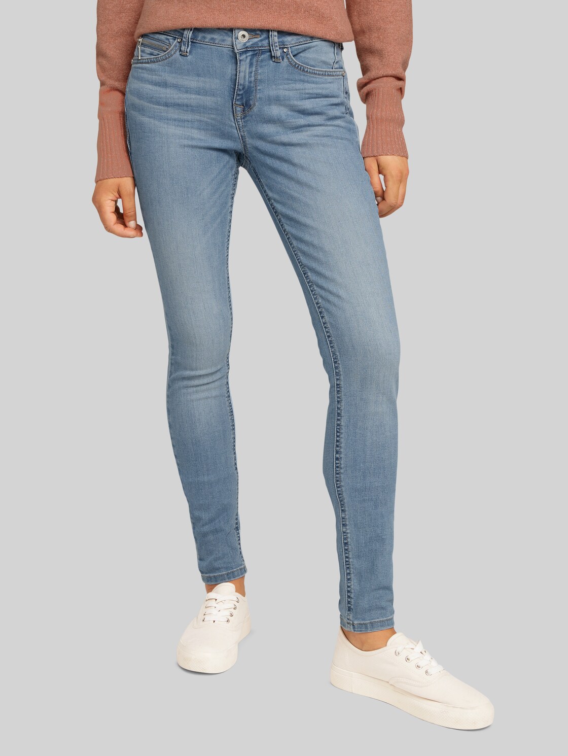 TOM TAILOR DENIM Jona Extra Skinny Jeans mit recyceltem Polyester, Damen, Used Light Stone Blue Denim, Größe: 32/32