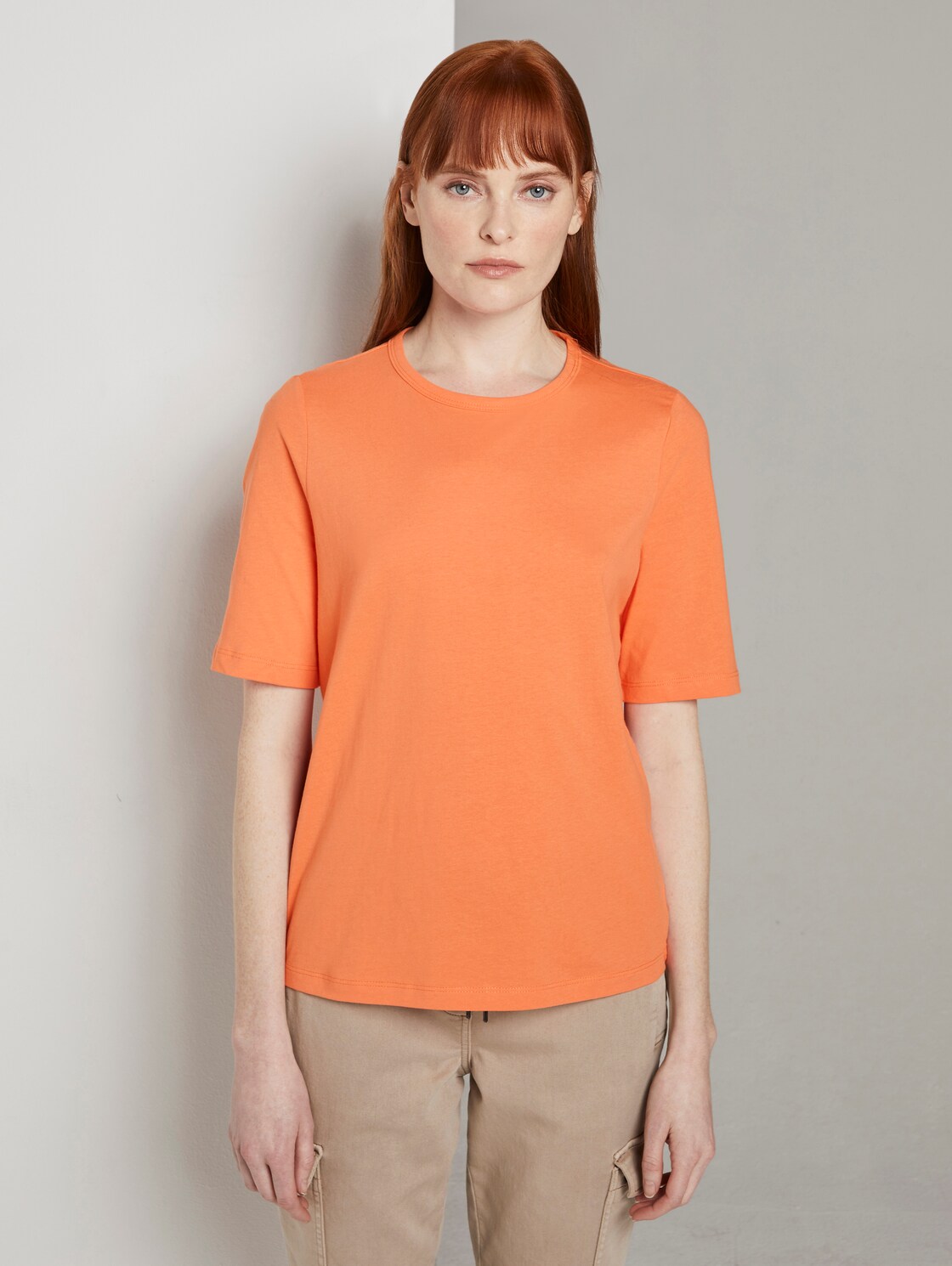 TOM TAILOR Schlichtes T-Shirt, Damen, fruity melon orange, Größe: L