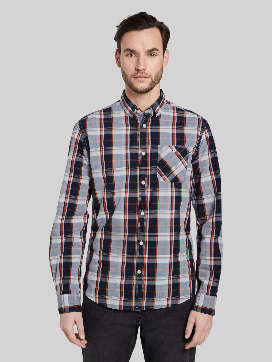 TOM TAILOR Kariertes Hemd, Herren, navy red check, Größe: XL