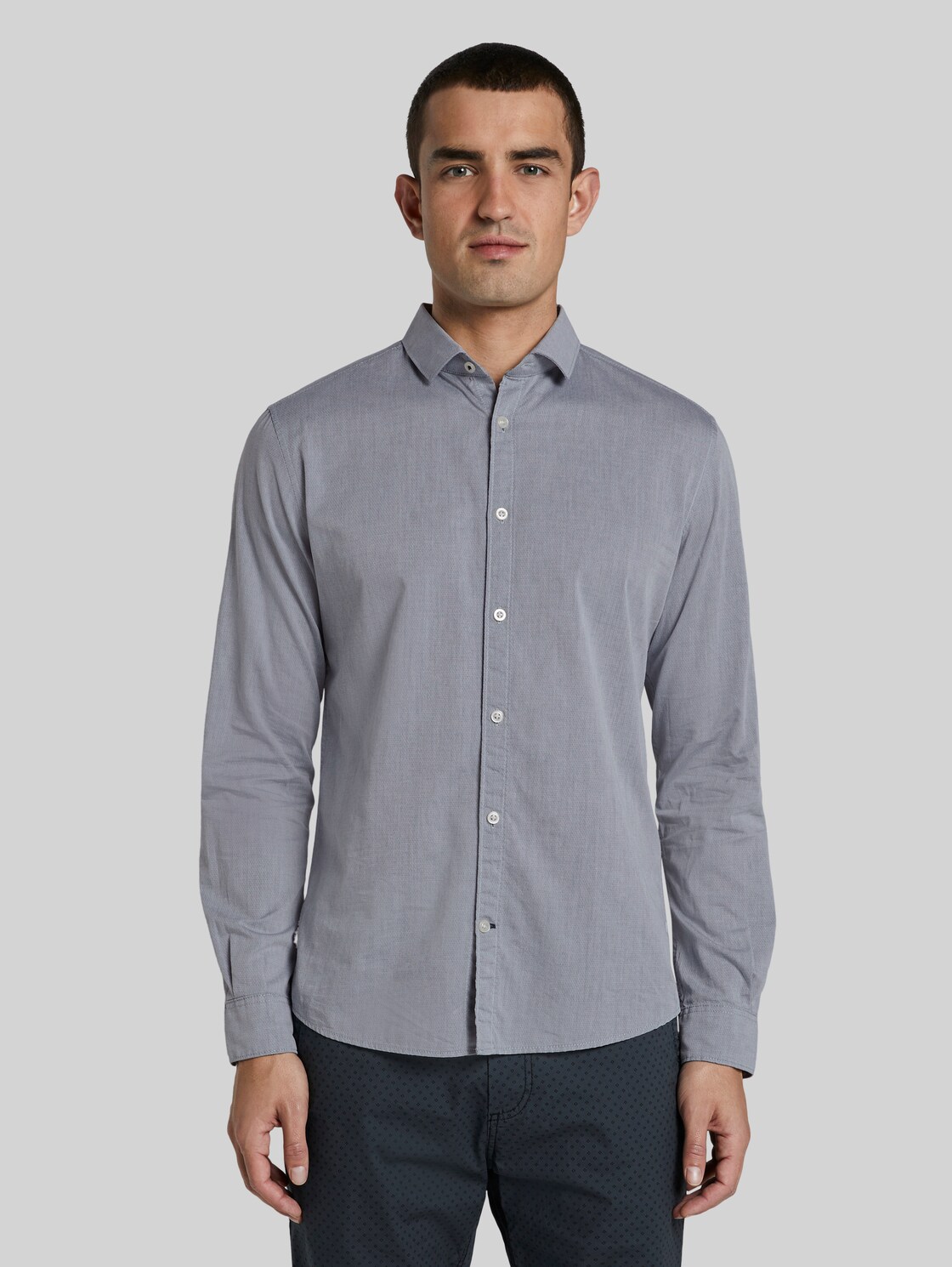 TOM TAILOR Strukturiertes Hemd, Herren, navy small diamond structure, Größe: XXL