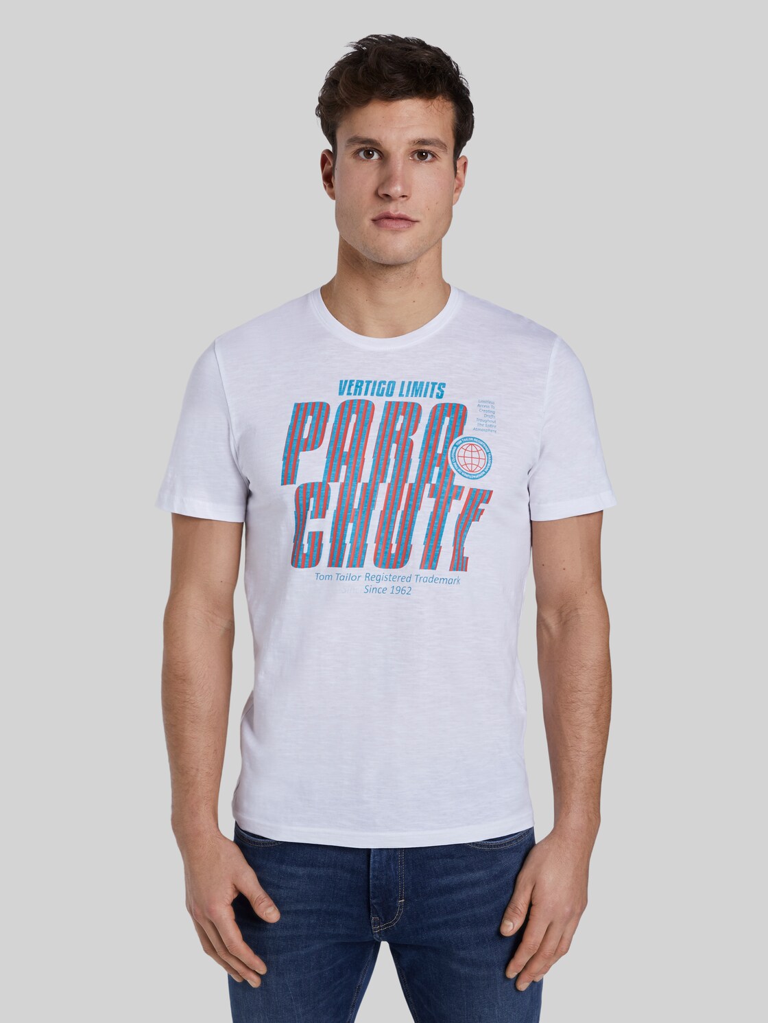 TOM TAILOR Sportliches T-Shirt mit Print, Herren, White, Größe: XXL