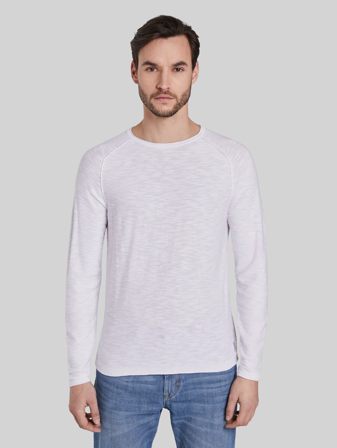 TOM TAILOR Feiner Strickpullover mit Struktur, Herren, White, Größe: L