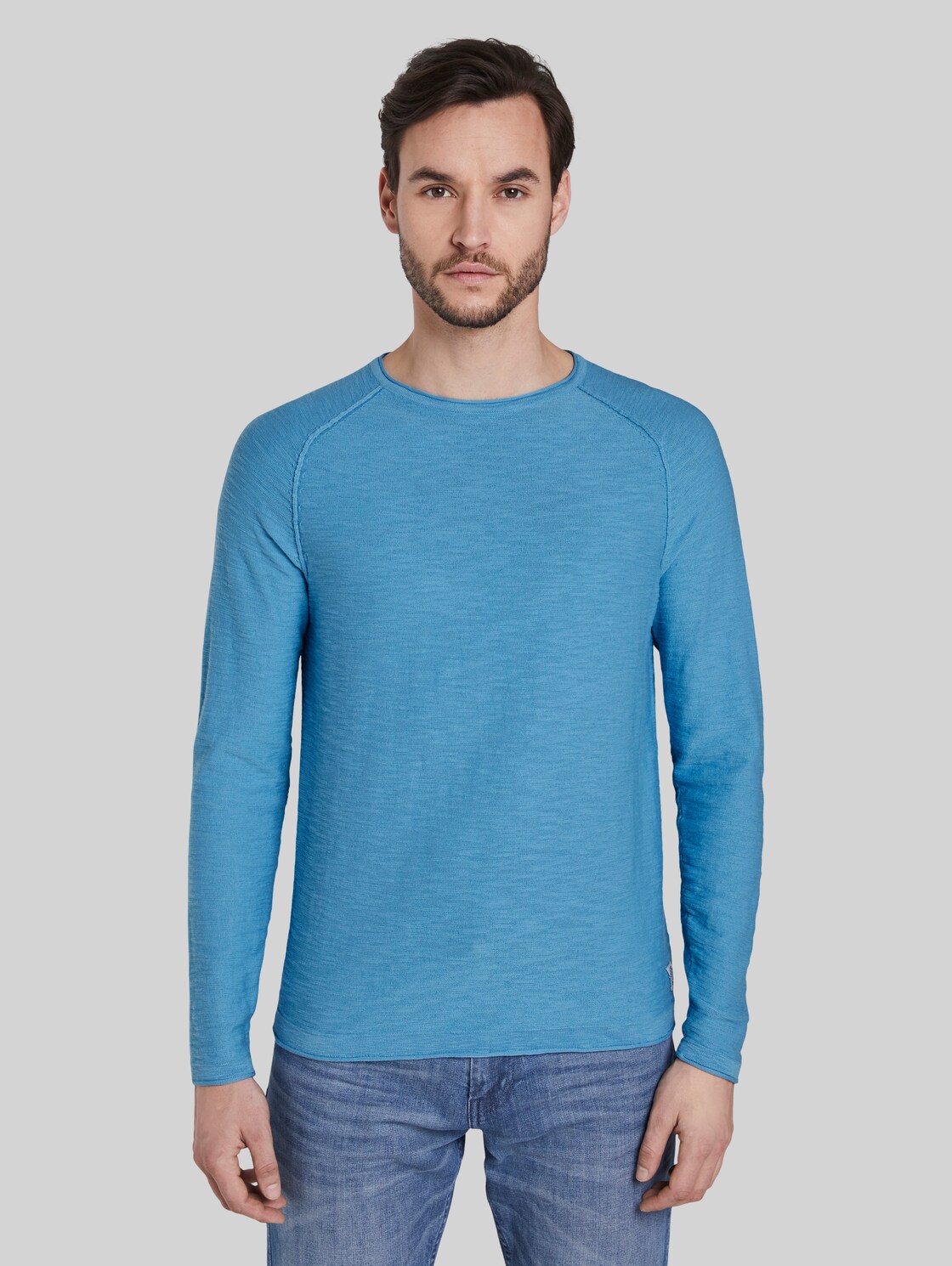 TOM TAILOR Feiner Strickpullover mit Struktur, Herren, soft cloud blue, Größe: L