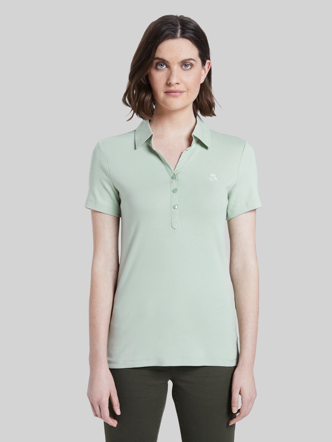TOM TAILOR Poloshirt mit kleiner Stickerei, Damen, Fresh Mint Green, Größe: XL