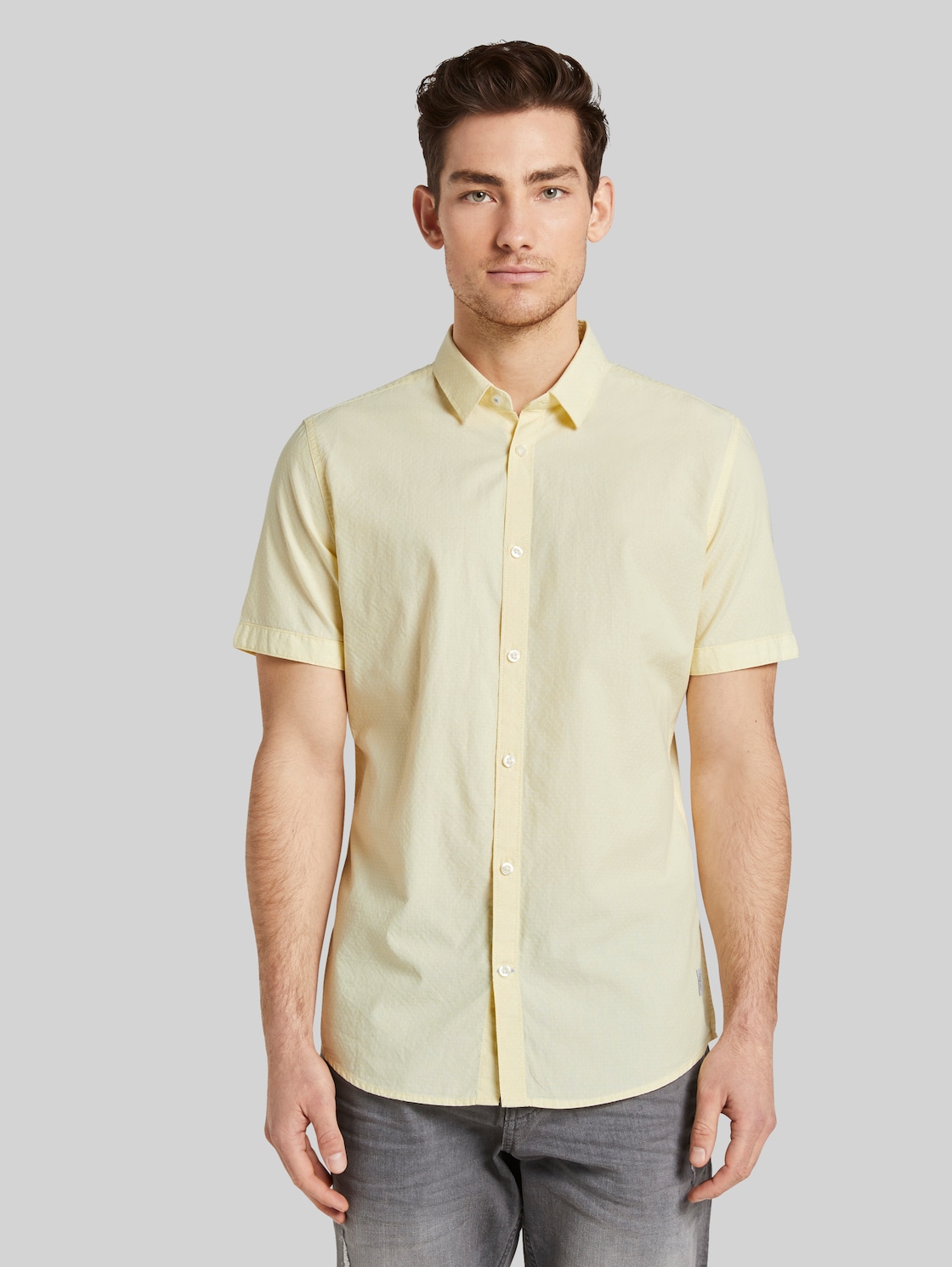 TOM TAILOR Kariertes Hemd, Herren, yellow white dobby structure, Größe: XL
