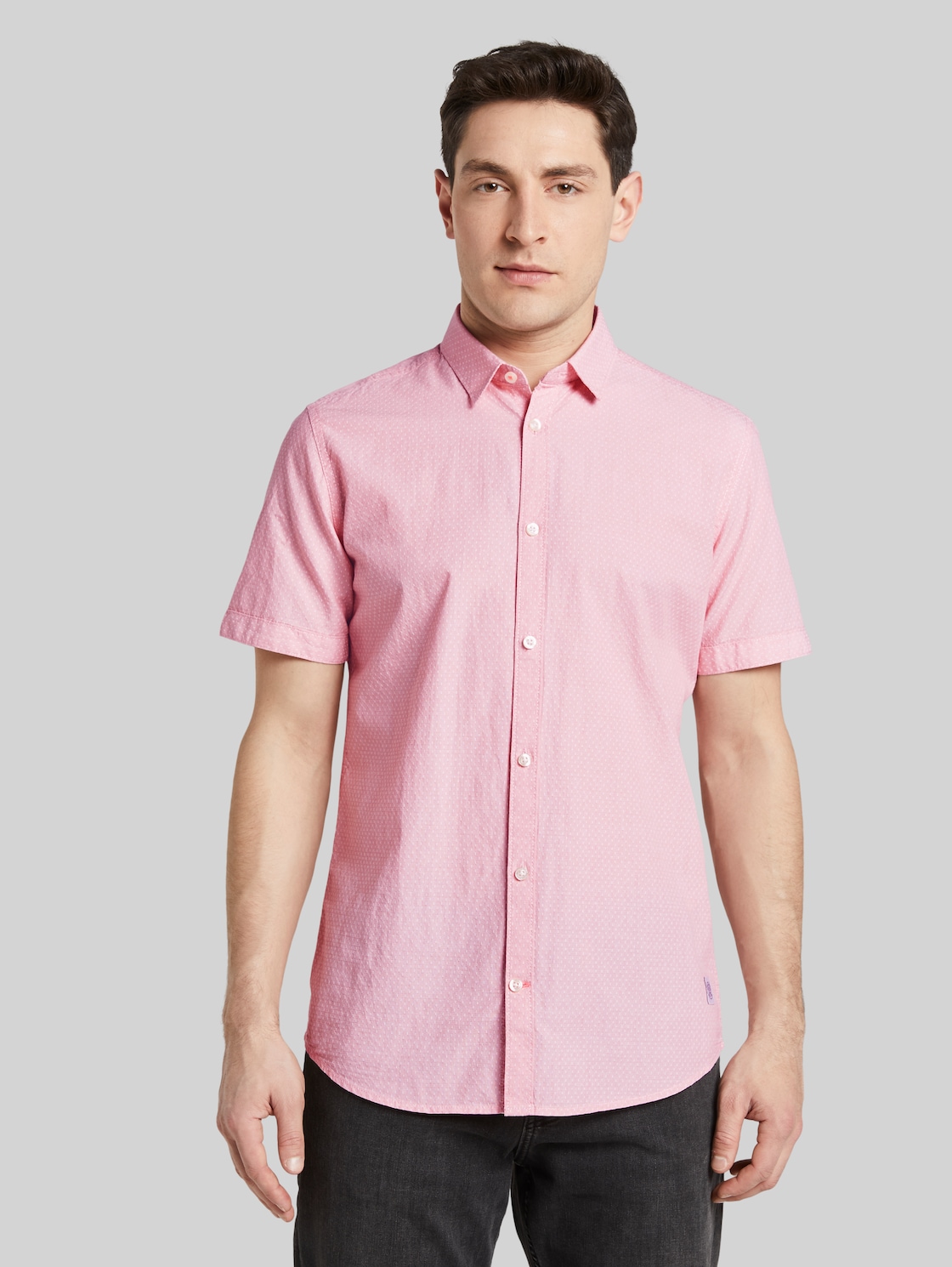 TOM TAILOR Kariertes Hemd, Herren, peach white dobby structure, Größe: L