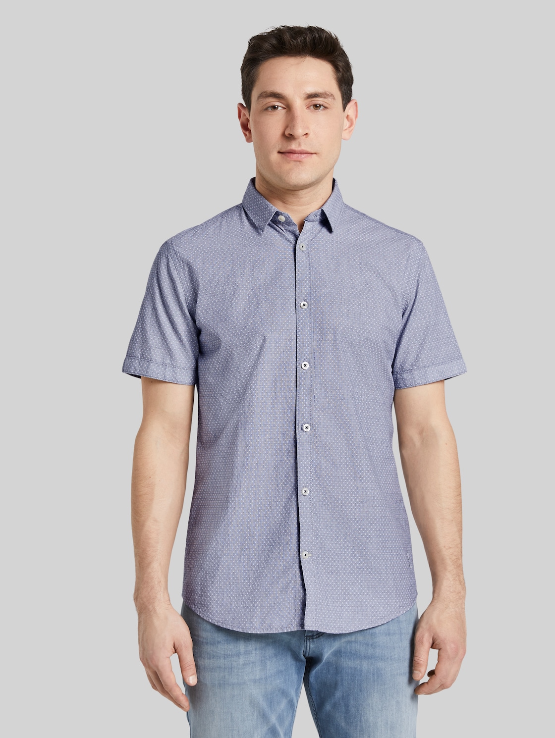 TOM TAILOR Kariertes Hemd, Herren, navy white dobby structure, Größe: L