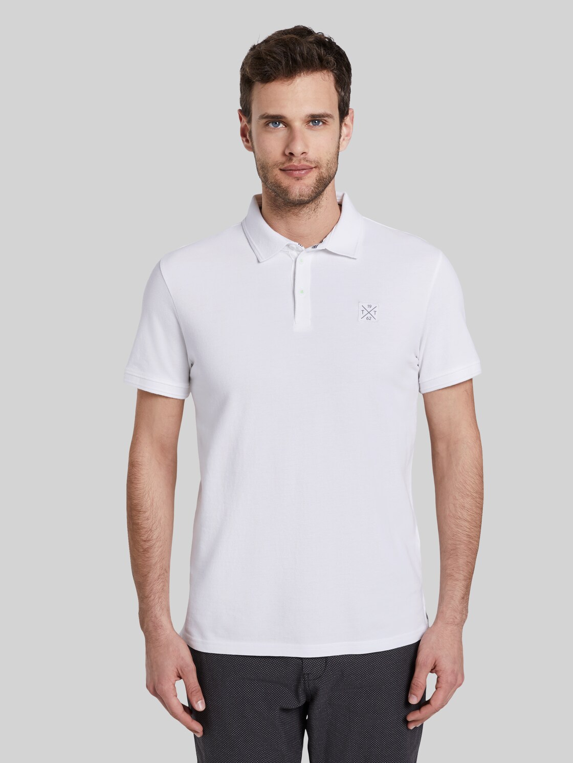 TOM TAILOR Poloshirt mit Logo-Patch, Herren, White, Größe: XXL