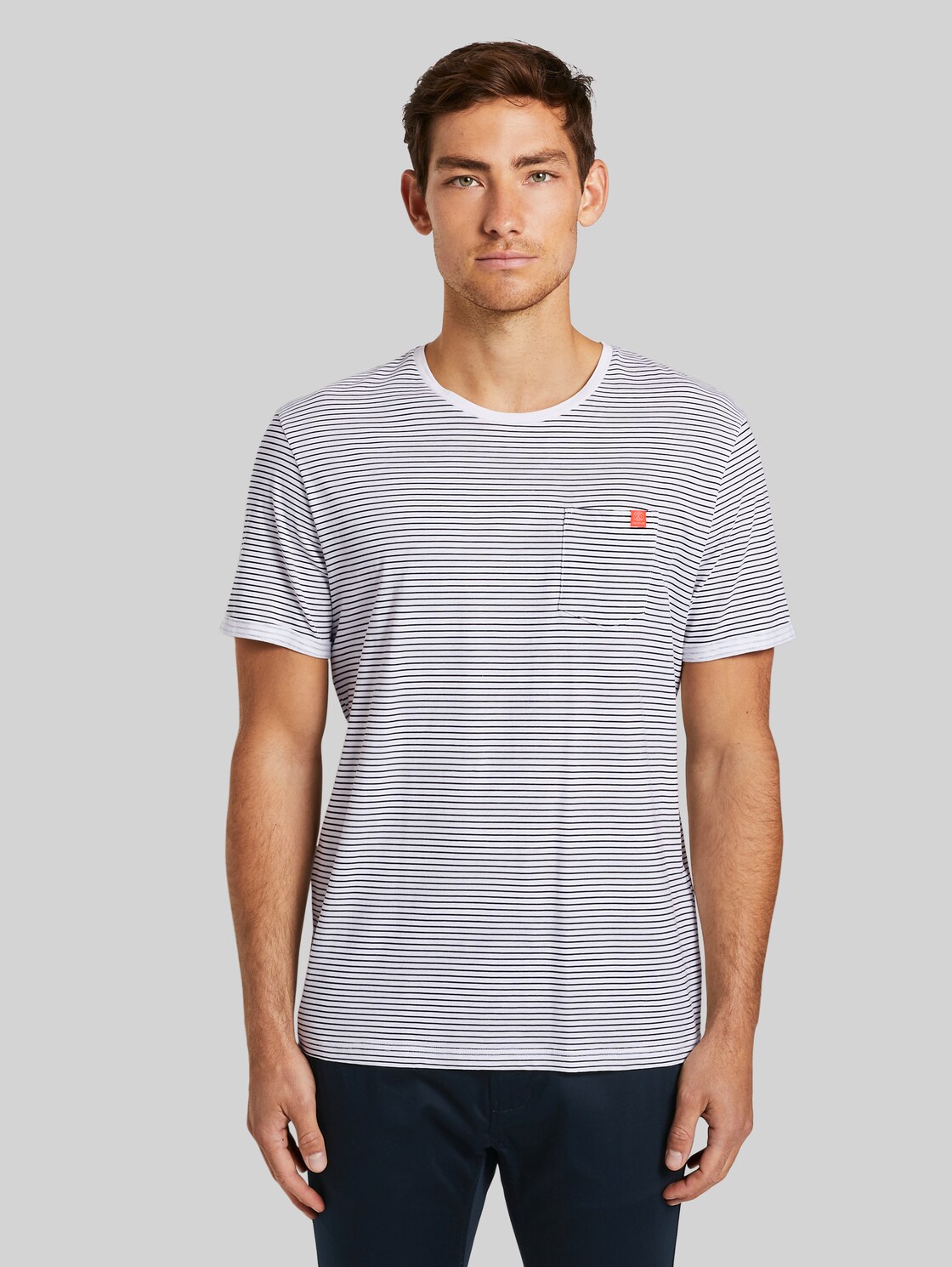 TOM TAILOR Gestreiftes T-Shirt, Herren, grey white printed stripe, Größe: XL