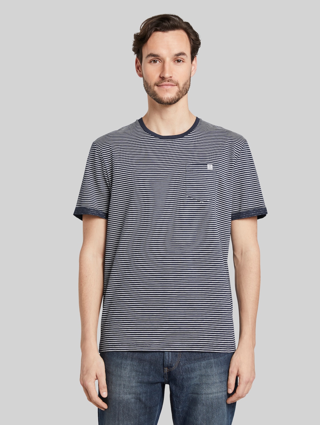 TOM TAILOR Gestreiftes T-Shirt, Herren, blue white  printed stripe, Größe: XXL