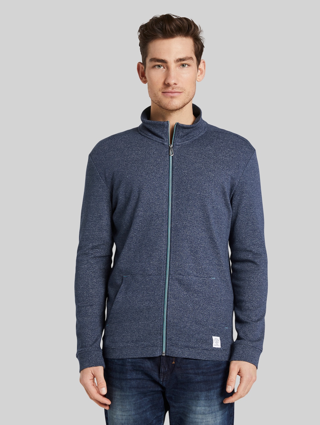 TOM TAILOR Strukturierte Sweatjacke, Herren, blue mocktwist, Größe: XL