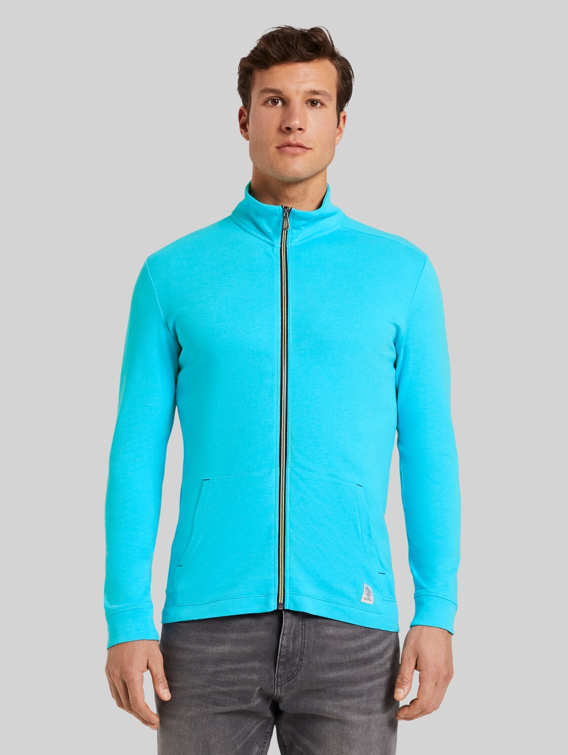 TOM TAILOR Strukturierte Sweatjacke, Herren, teal mock twist, Größe: XL