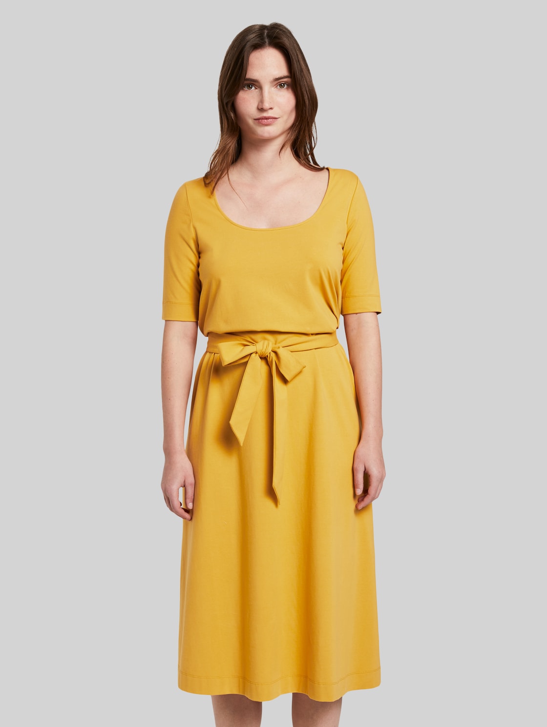 TOM TAILOR MINE TO FIVE Midi-Kleid mit Carree-Ausschnitt, Damen, Golden Corn, Größe: 36