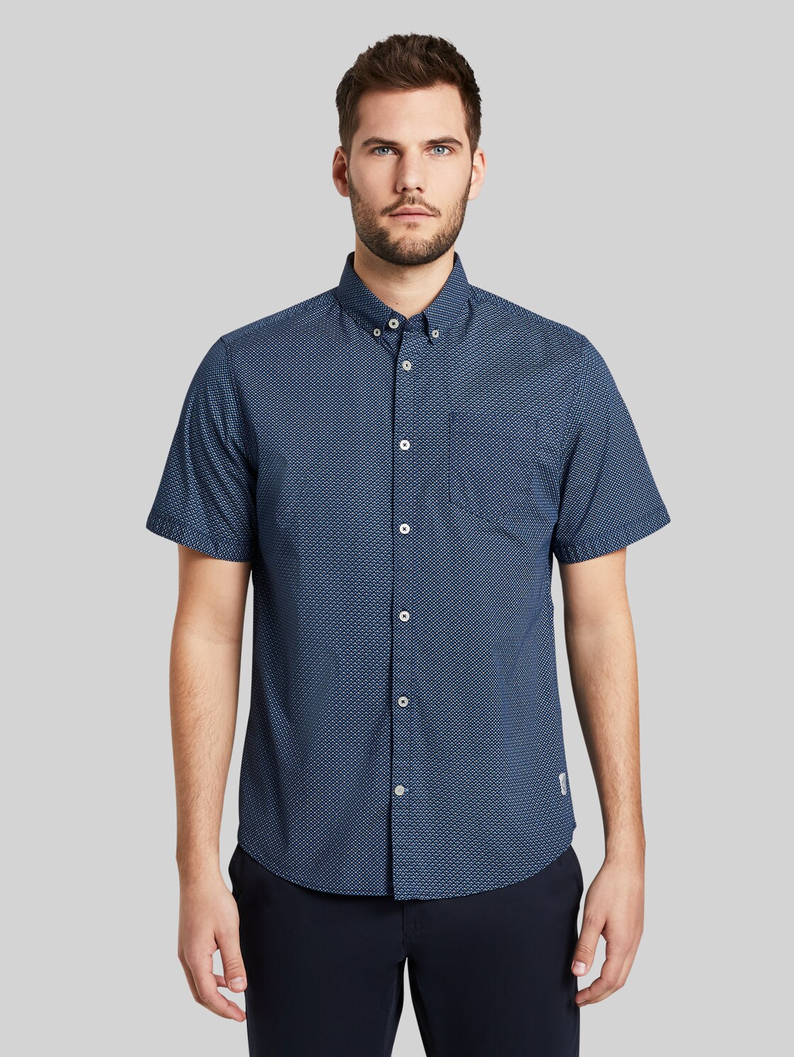 TOM TAILOR Gemustertes Hemd, Herren, navy blue minimal design, Größe: XL