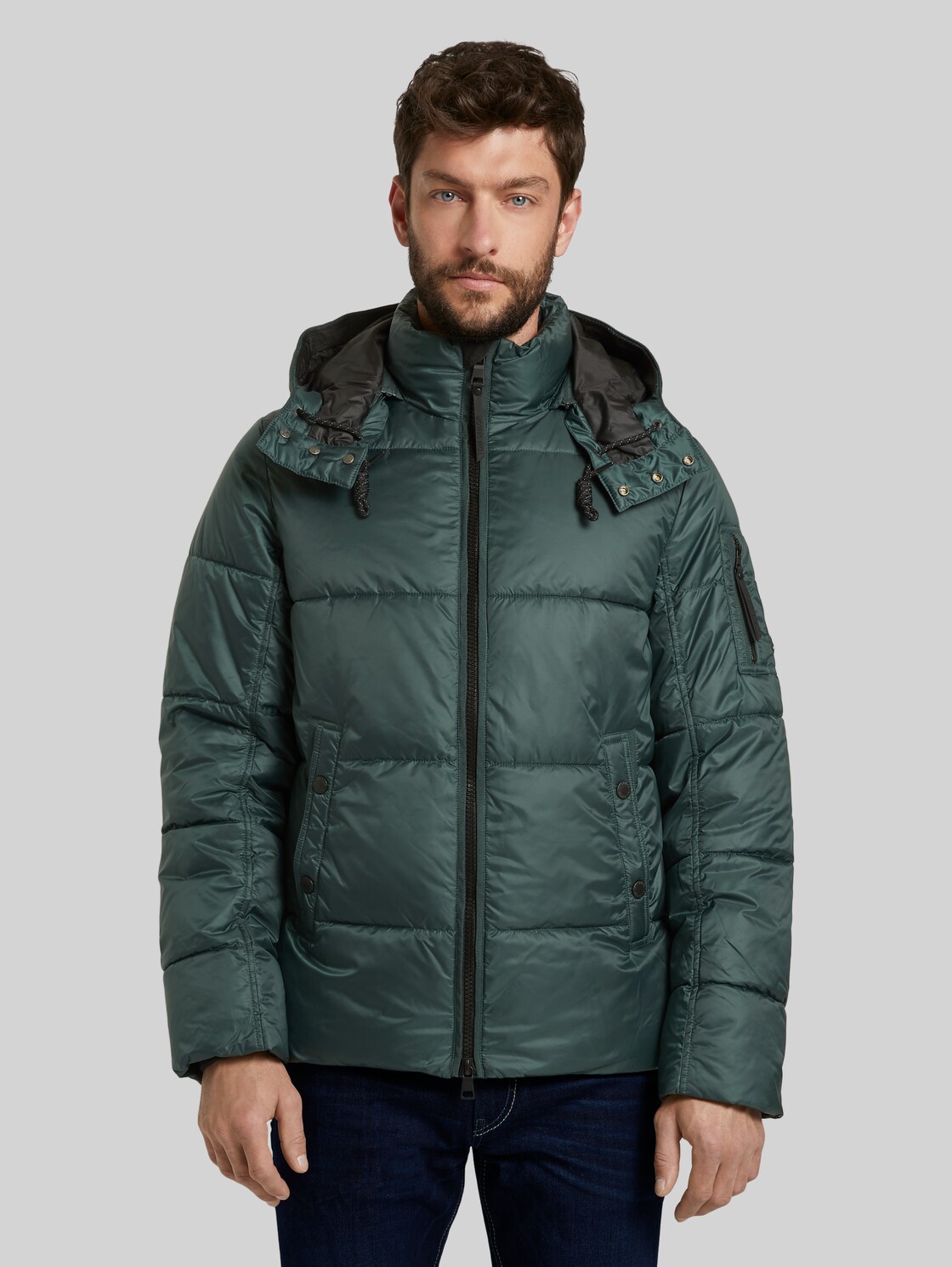 TOM TAILOR Pufferjacke mit Kapuze, Herren, Dark Gable Green, Größe: XL