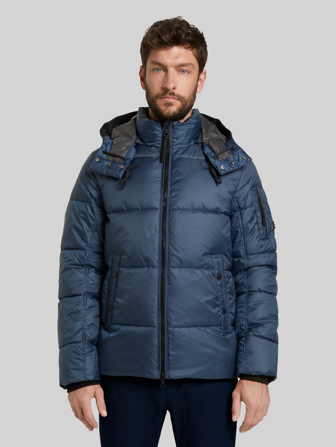 TOM TAILOR Pufferjacke mit Kapuze, Herren, Dark Denim Blue, Größe: XL