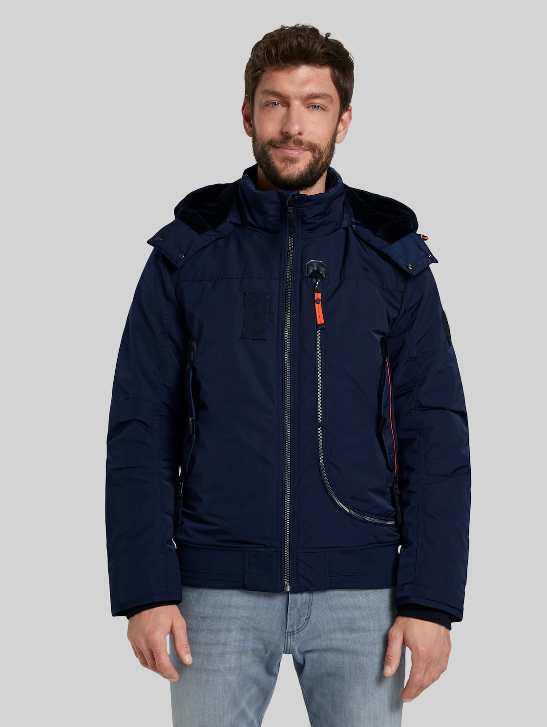 TOM TAILOR Blousonjacke mit Reißverschlussdetails, Herren, Sky Captain Blue, Größe: XL