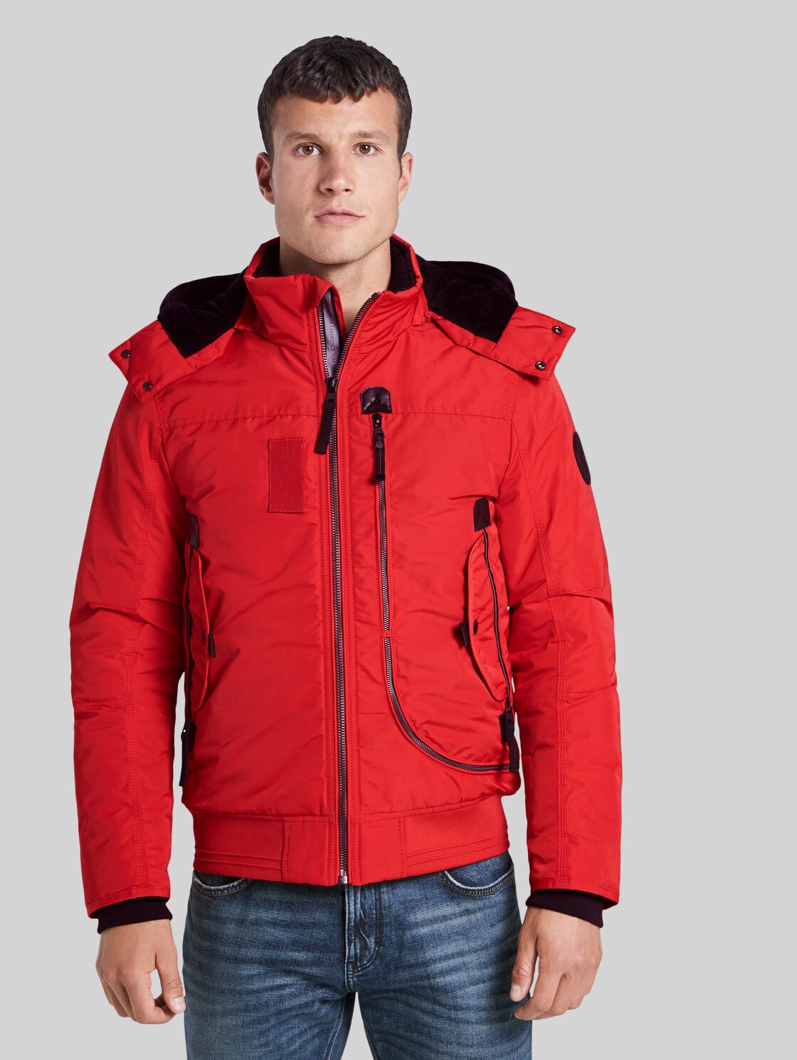 TOM TAILOR Blousonjacke mit Reißverschlussdetails, Herren, Samba Red, Größe: M