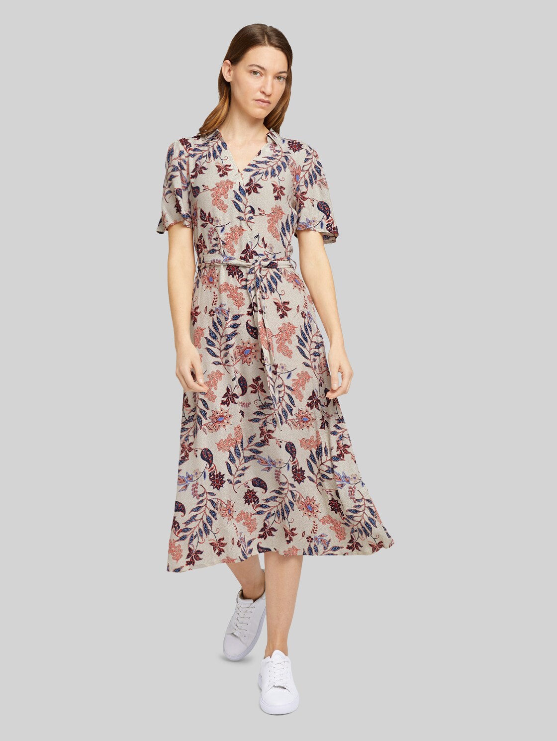 TOM TAILOR Wickelkleid mit Blumenmuster, Damen, white floral design, Größe: 34