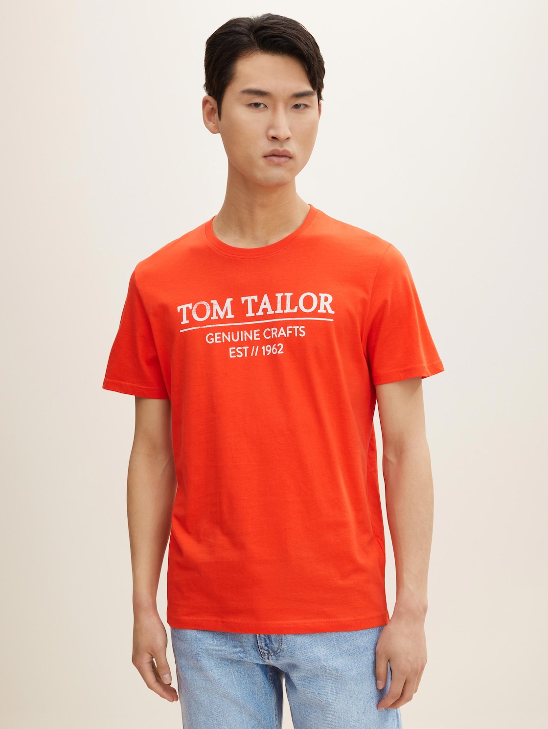 TOM TAILOR Herren T-Shirt mit Bio-Baumwolle, rot, Logo Print, Gr. XXL,