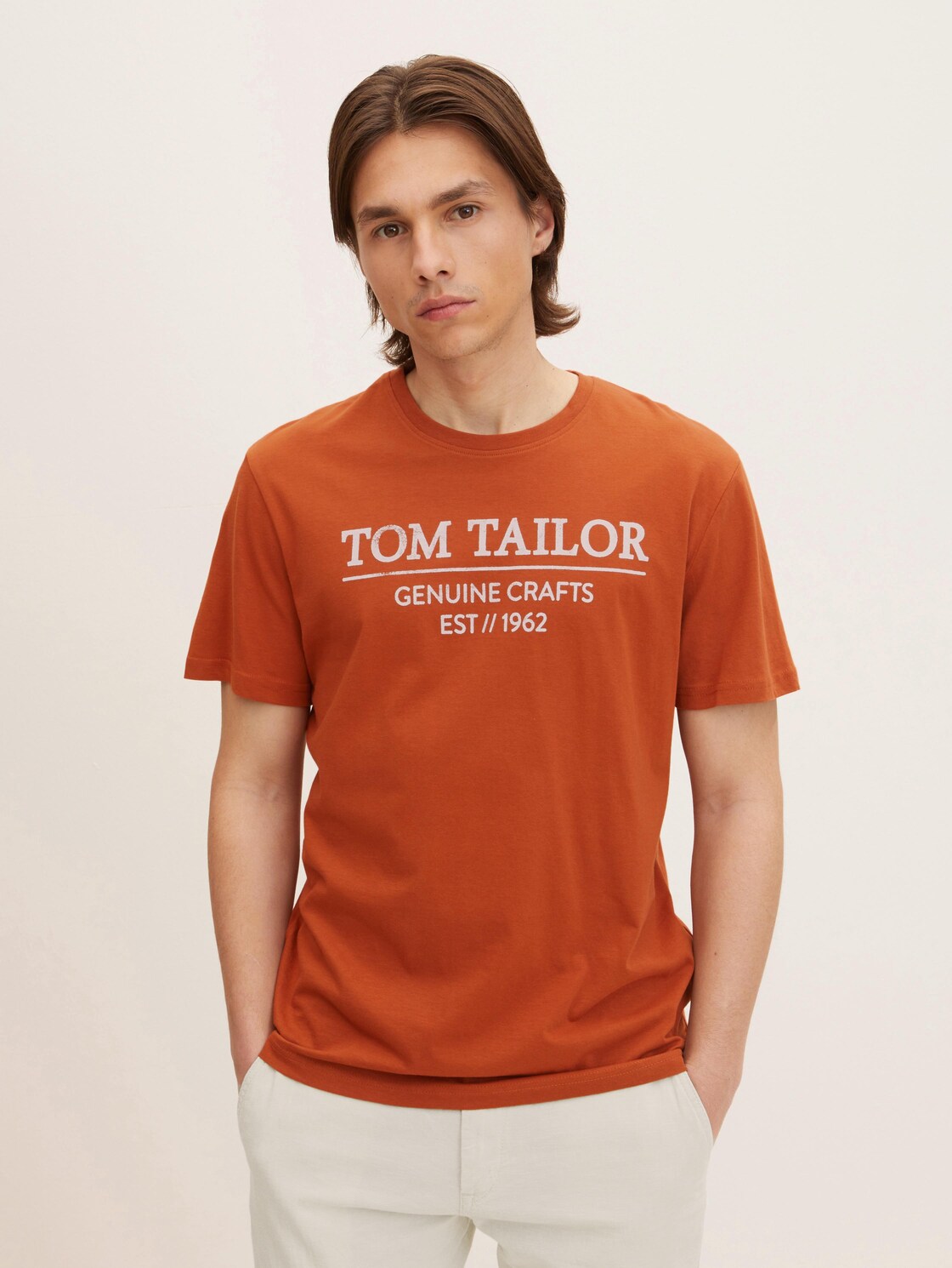 TOM TAILOR Herren T-Shirt mit Bio-Baumwolle, braun, Logo Print, Gr. XXL,