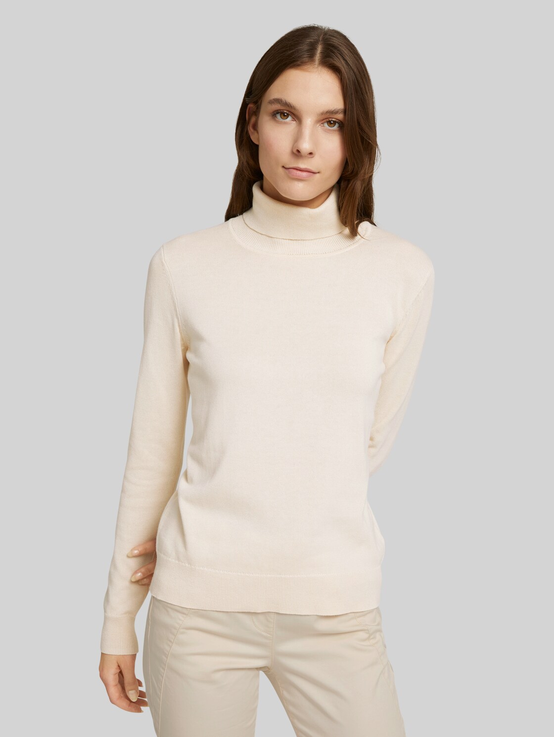 TOM TAILOR Rollkragenpullover, Damen, soft creme beige, Größe: XL