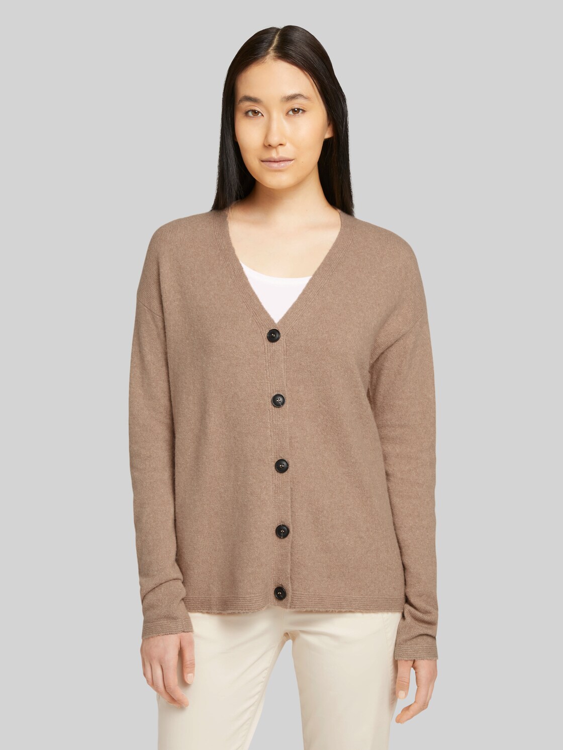 TOM TAILOR Weicher Cardigan, Damen, french clay beige melange, Größe: M