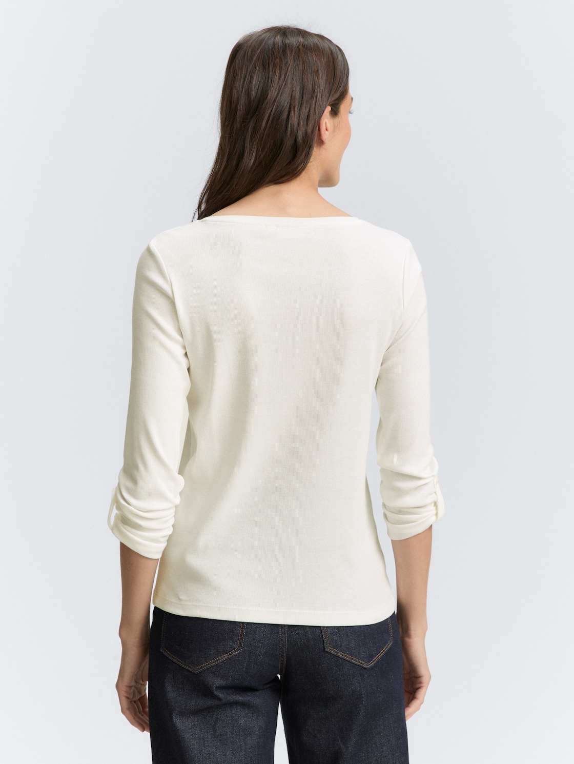 Thumbnail - TOM TAILOR Damen Langarmshirt mit Turn-Up-Funktion, weiß, Uni, Gr. XXL