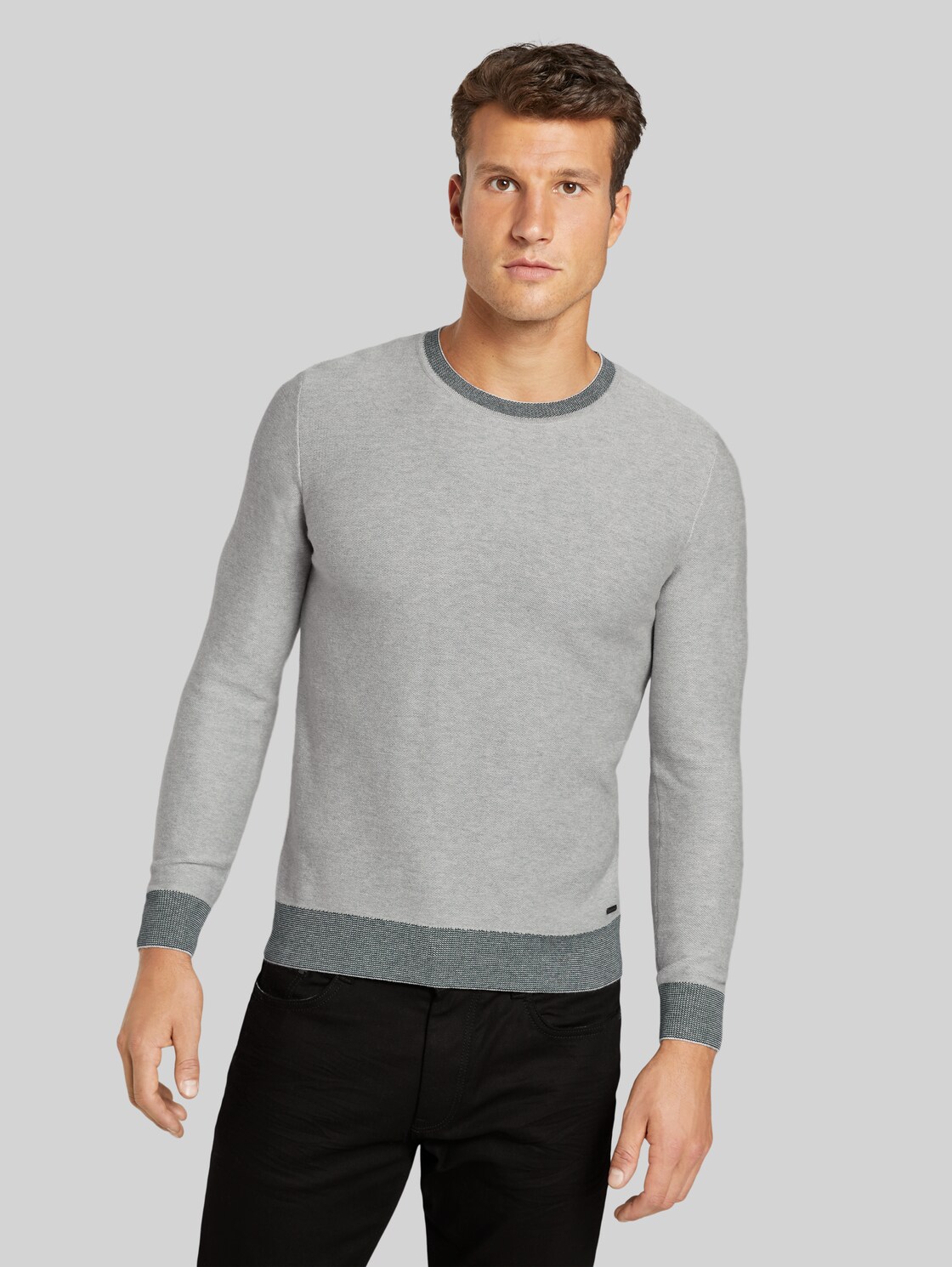 TOM TAILOR Pullover mit Mélange-Struktur, Herren, Light Soft Grey Melange, Größe: XL
