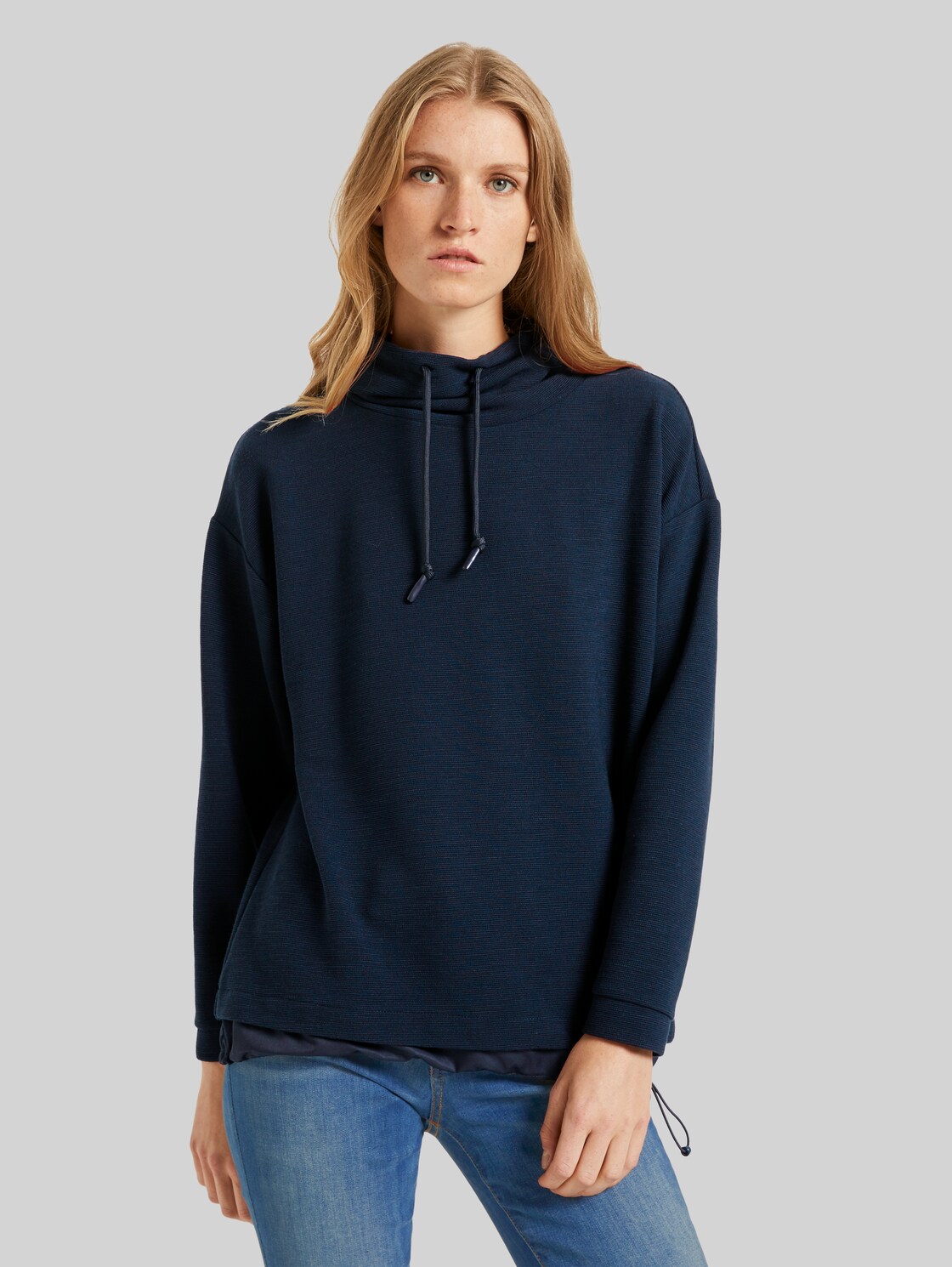 TOM TAILOR Funktionales Sweatshirt mit Struktur, Damen, Sky Captain Blue, Größe: XS