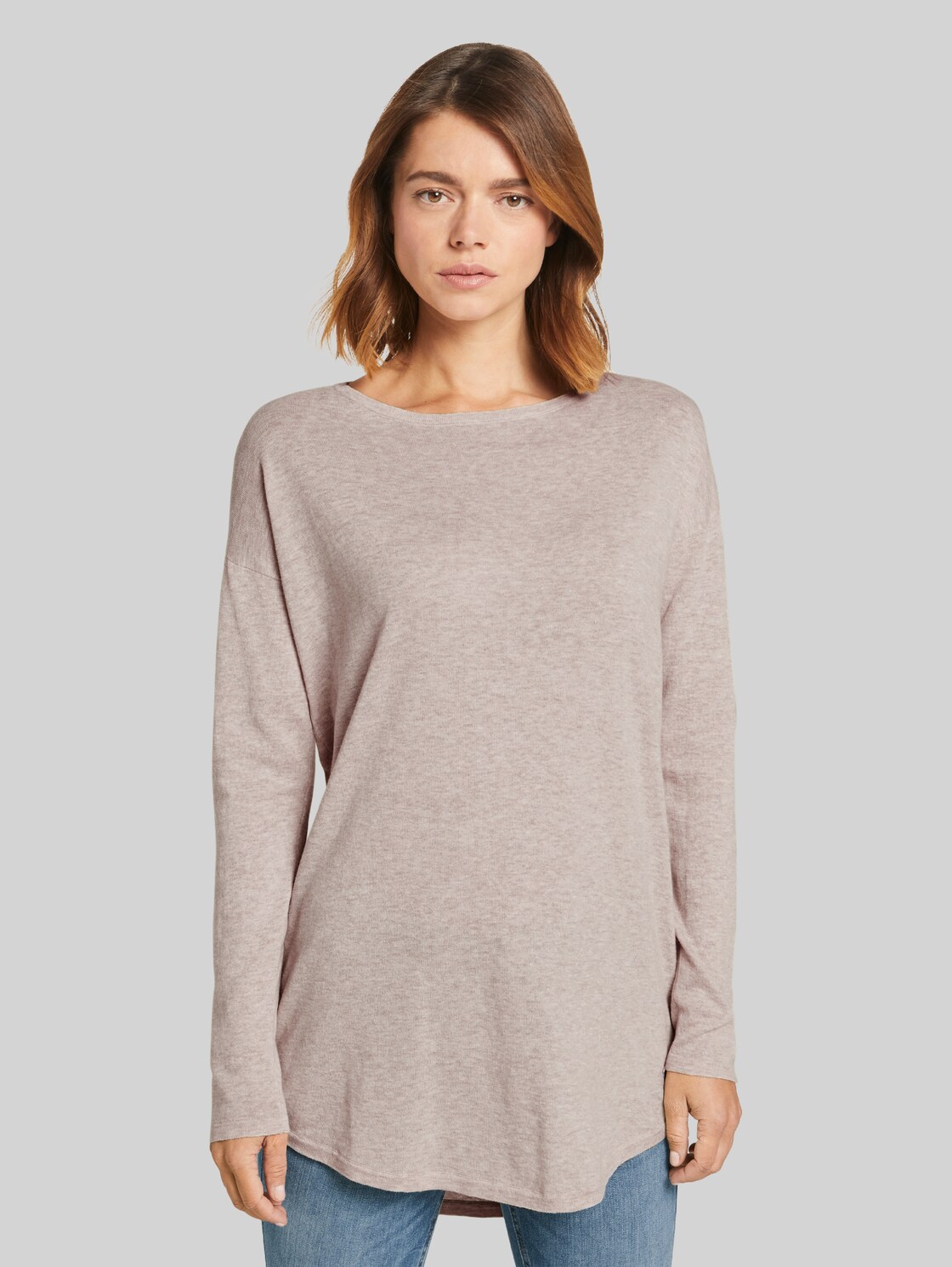 TOM TAILOR DENIM Langer Strickpullover, Damen, cozy beige melange, Größe: XS