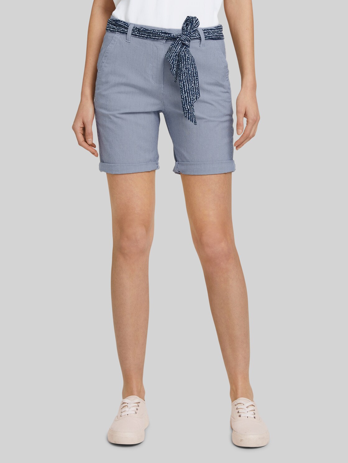 TOM TAILOR Relaxed Chino Bermudashorts, Damen, navy thin stripe, Größe: 42