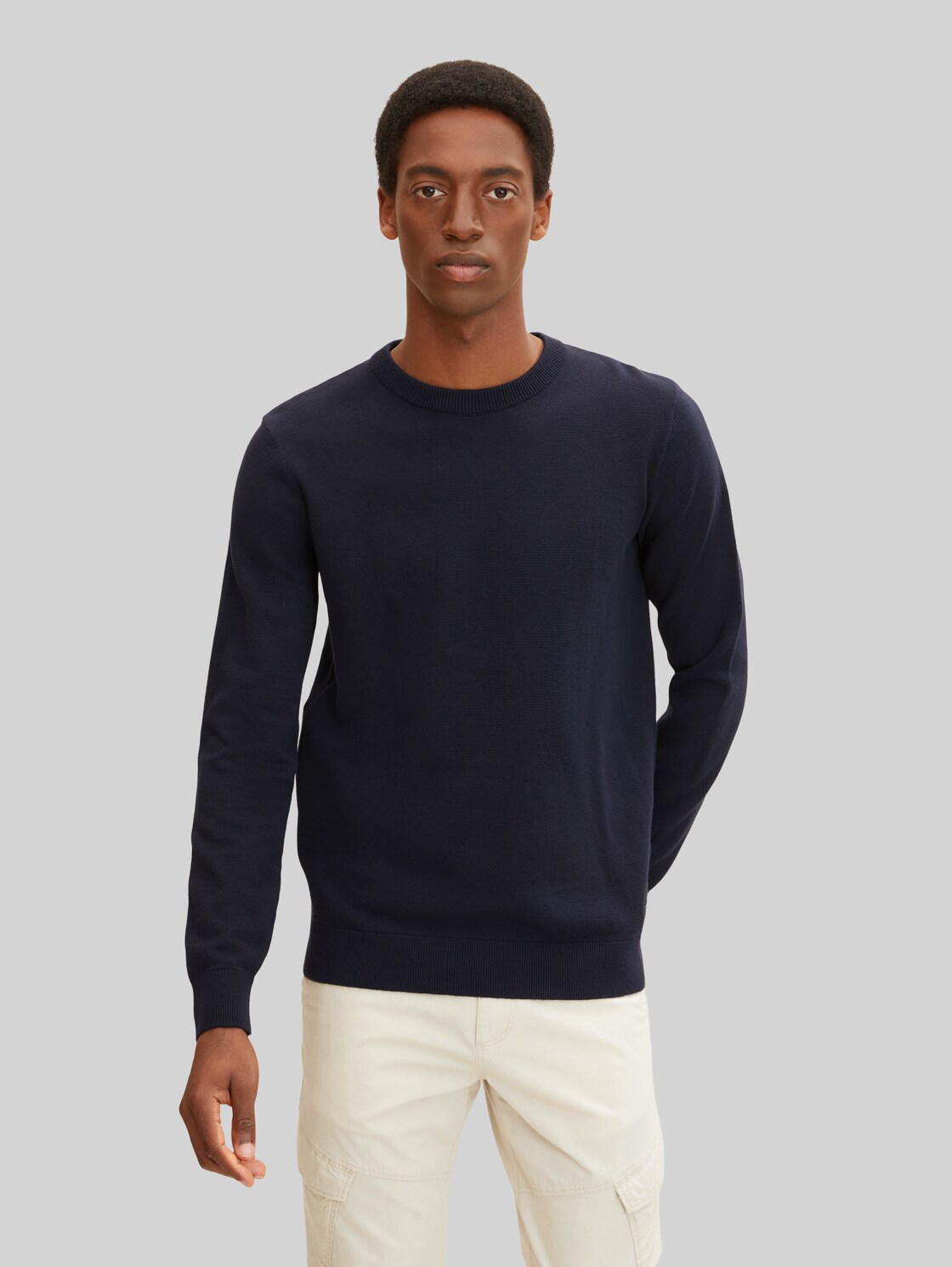 TOM TAILOR Strukturierter Pullover mit Bio-Baumwolle, Herren, Sky Captain Blue, Größe: M